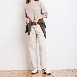 Hartford 凹凸肌理感女士泡泡纱丝绒直筒裤配有松紧腰带与抽绳