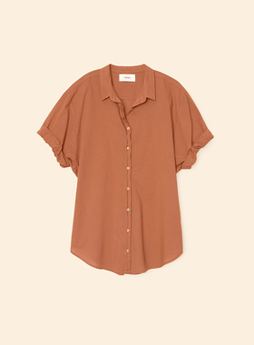 Xirena 轻熟简约风短袖衬衫女翻领纽扣质感通勤百搭减龄上衣