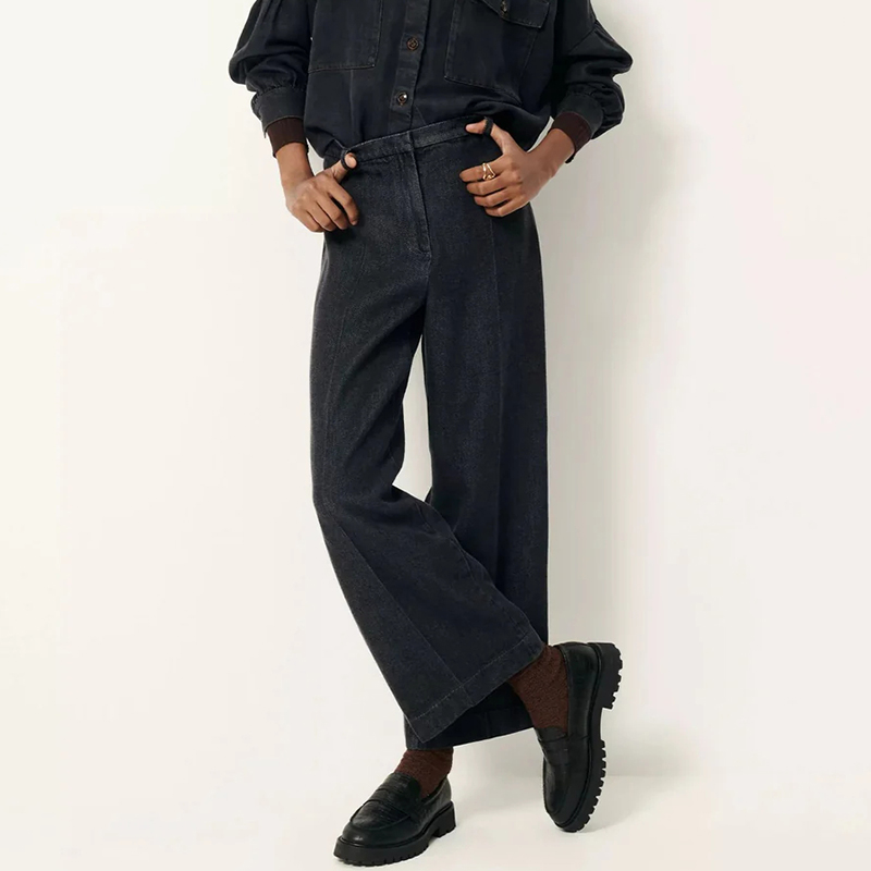 Sessun天丝莱赛尔纤维重磅微弹清晰褶裥设计休闲显瘦经典款牛仔裤