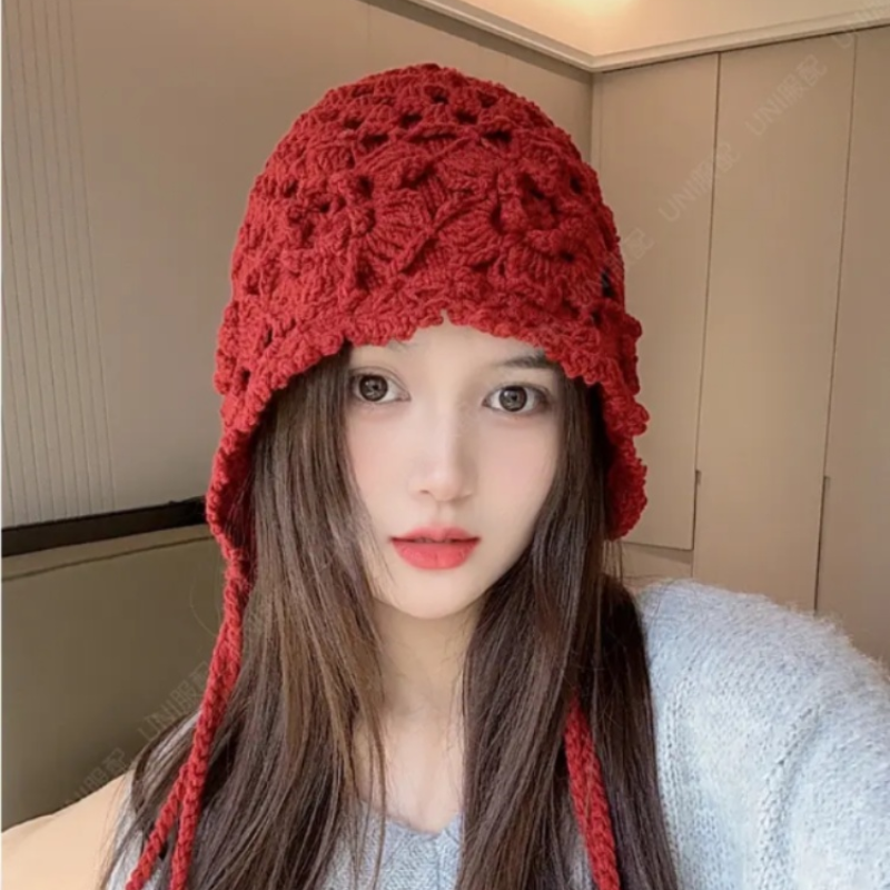 甜美可爱女性四季无檐流苏毛线帽