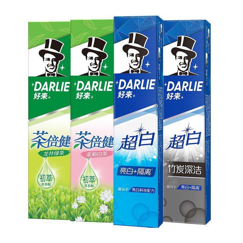 DARLIE好来(原黑人)牙膏超白茶家庭家用套装190g*4支洁齿清新亮齿