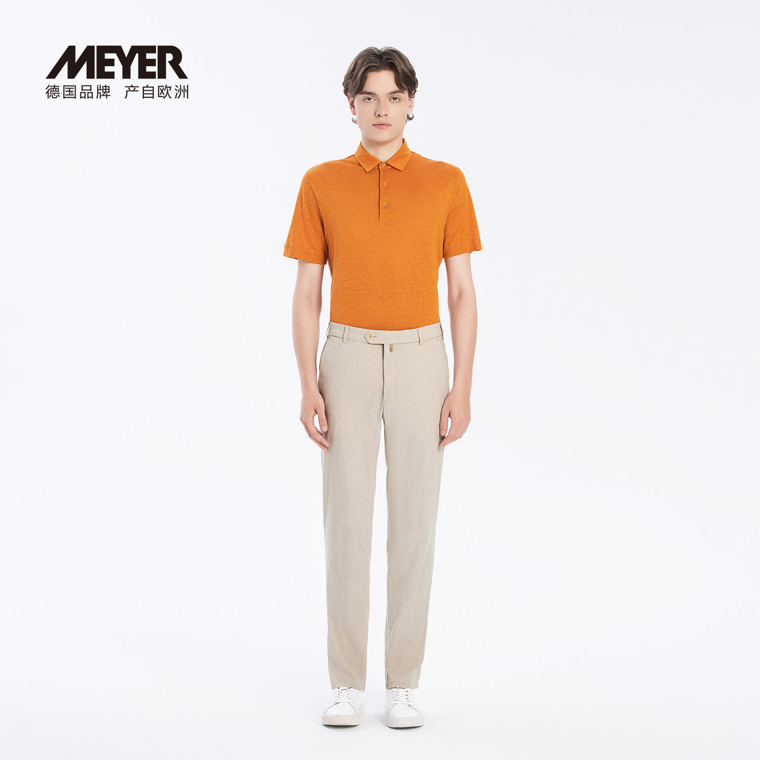 MEYER德国迈雅 轻薄高弹棉麻休闲男裤小直脚26夏18117_S-COMO