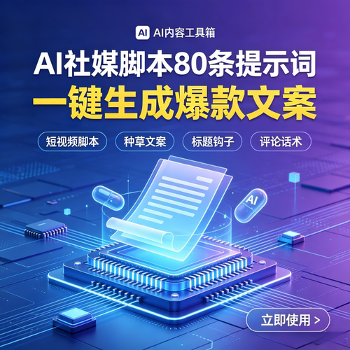 AI内容工具箱社媒脚本80条提示词一键生成爆款文案短视频脚本