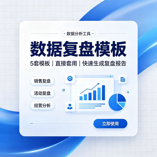 数据分析工具数据复盘模板5套直接套用快速生成报告商务简约