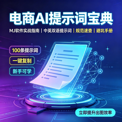电商AI提示词100条实战指南中英双语一键复制新手可学MJ爆款主图