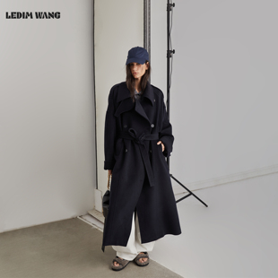绵羊毛长款 LEDIM 低腰线毛呢大衣女25秋冬新款 阔版 外套 WANG黑标