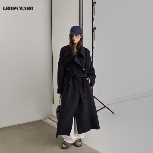 LEDIMWANG阔版低腰线毛呢大衣
