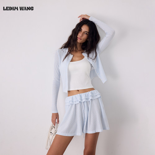 LEDIMWANG蓝白条纹针织套装
