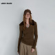 军绿色内搭长袖 LEDIM WANG动物纹可拆毛领V领T恤女25秋冬新款 上衣