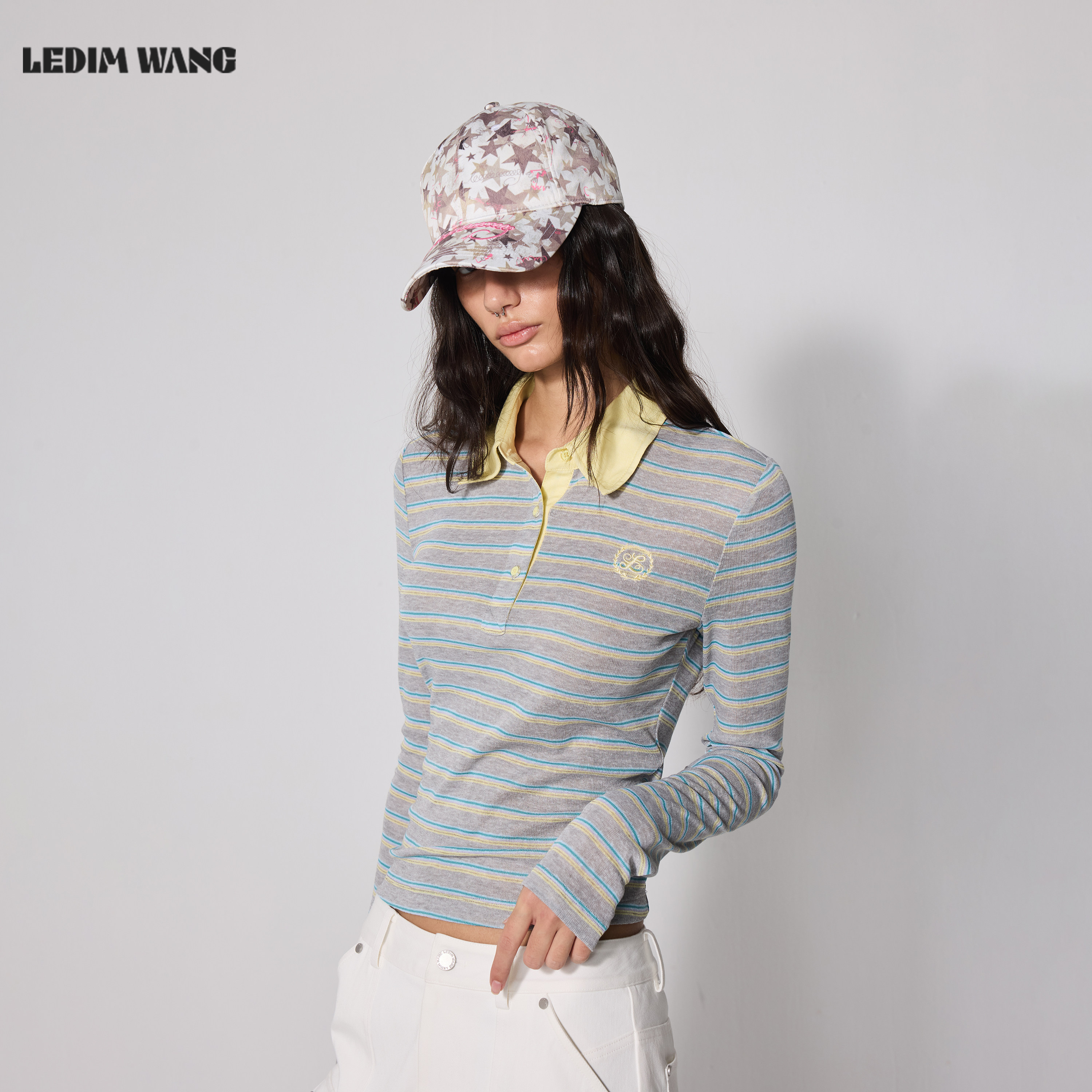 LEDIMWANG复古学院风长袖T恤女图片
