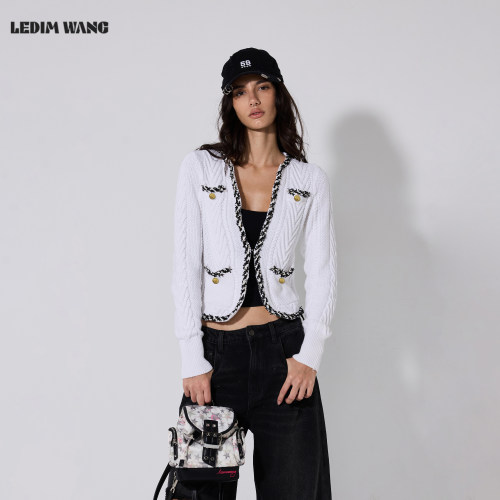 LEDIMWANG小香风短款开衫毛衣女