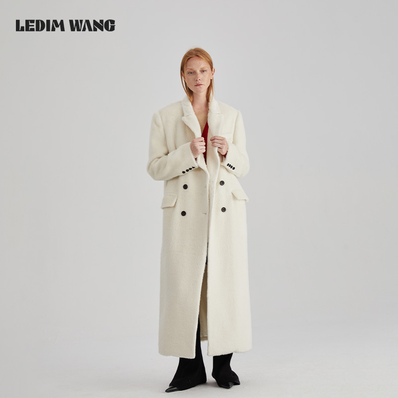 LEDIM WANG苏丽羊驼毛直筒大衣女2024秋季新款高级感气质毛呢外套