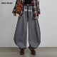灰色阔腿长裤 LEDIM 加绒弯刀卫裤 女25秋冬新款 WANG白标 复古美式