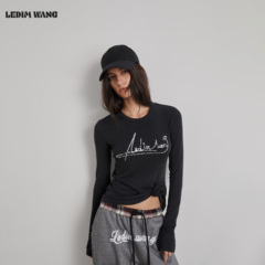 【明星同款】LEDIM WANG亮片毛针织衫女秋冬新款绵羊毛长袖打底衫