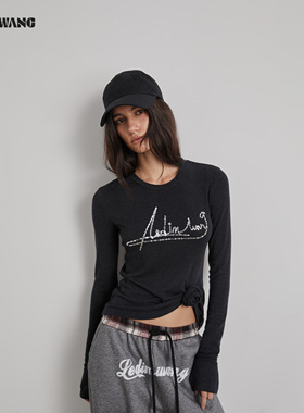 【明星同款】LEDIM WANG亮片毛针织衫女秋冬新款绵羊毛长袖打底衫