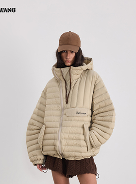LEDIM WANG卡其色90白鹅绒轻便排骨羽绒服女轻薄宽松外套25冬新款