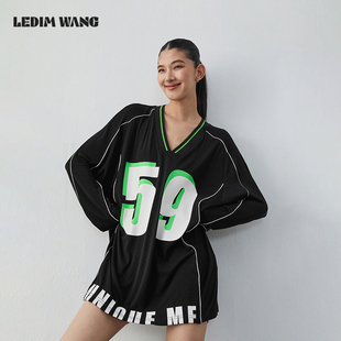 印花T恤女春夏新款 WANG美式 LEDIM 设计师原创防晒衫 明星同款