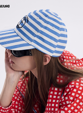 LEDIM WANG航海条纹棒球帽女2026春季新款撞色绣花休闲通勤百搭