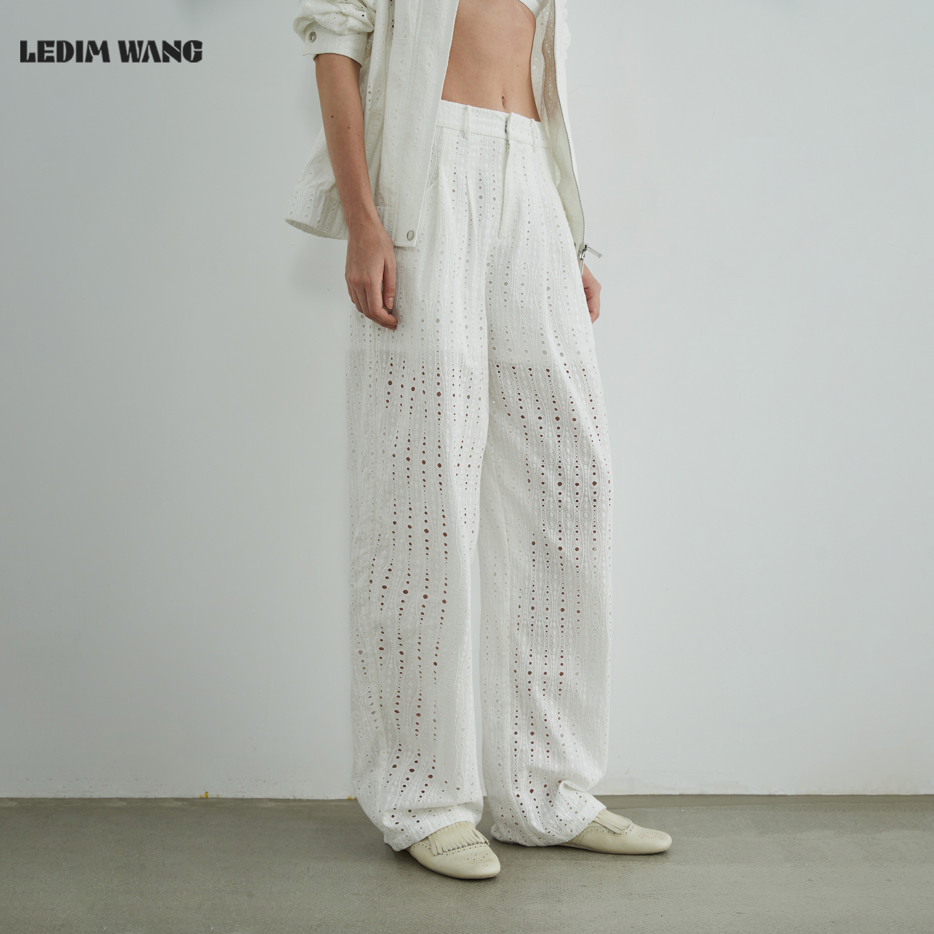 LEDIMWANG重工镂空刺绣休闲裤女
