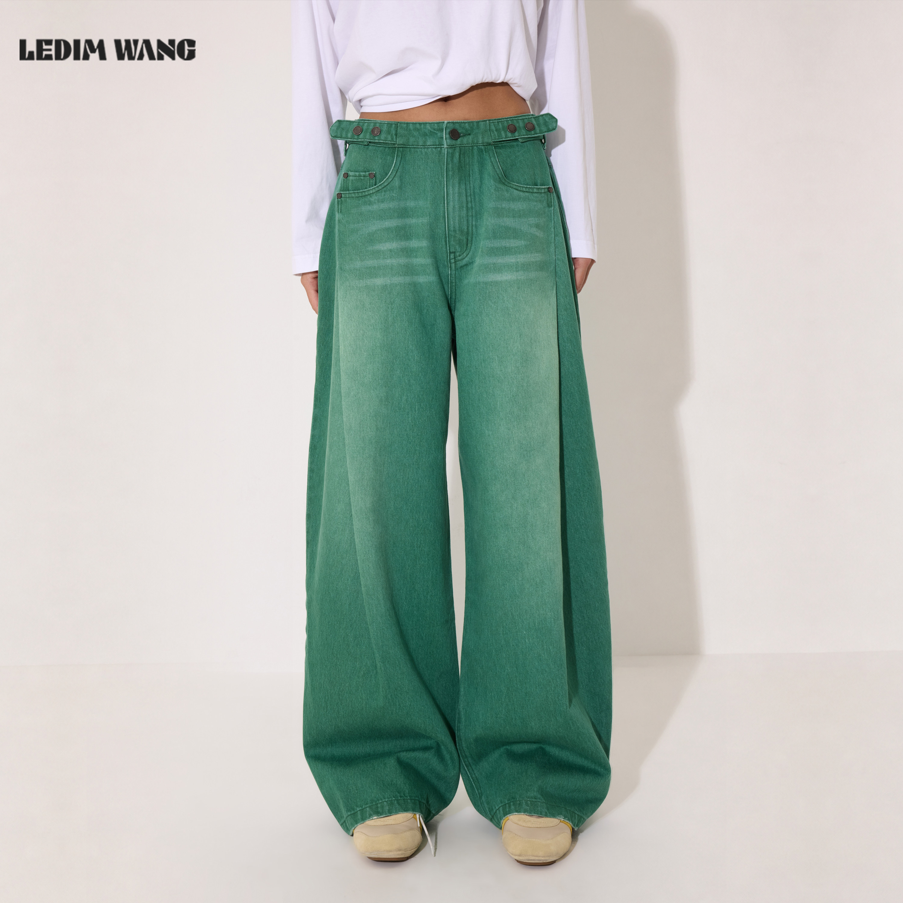 LEDIMWANG美式解构阔腿牛仔裤女图片