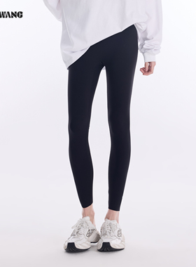 LEDIM WANG紧身小脚打底裤2026春季新款超弹黑色运动感外穿长裤