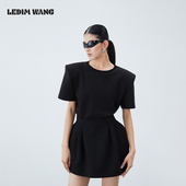 设计感气质短袖 WANG透气直角肩T恤女新款 明星同款 LEDIM