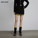 撞色拼条针织半身裙女2025秋冬新款 LEDIM WANG红标 黑色直筒短裙
