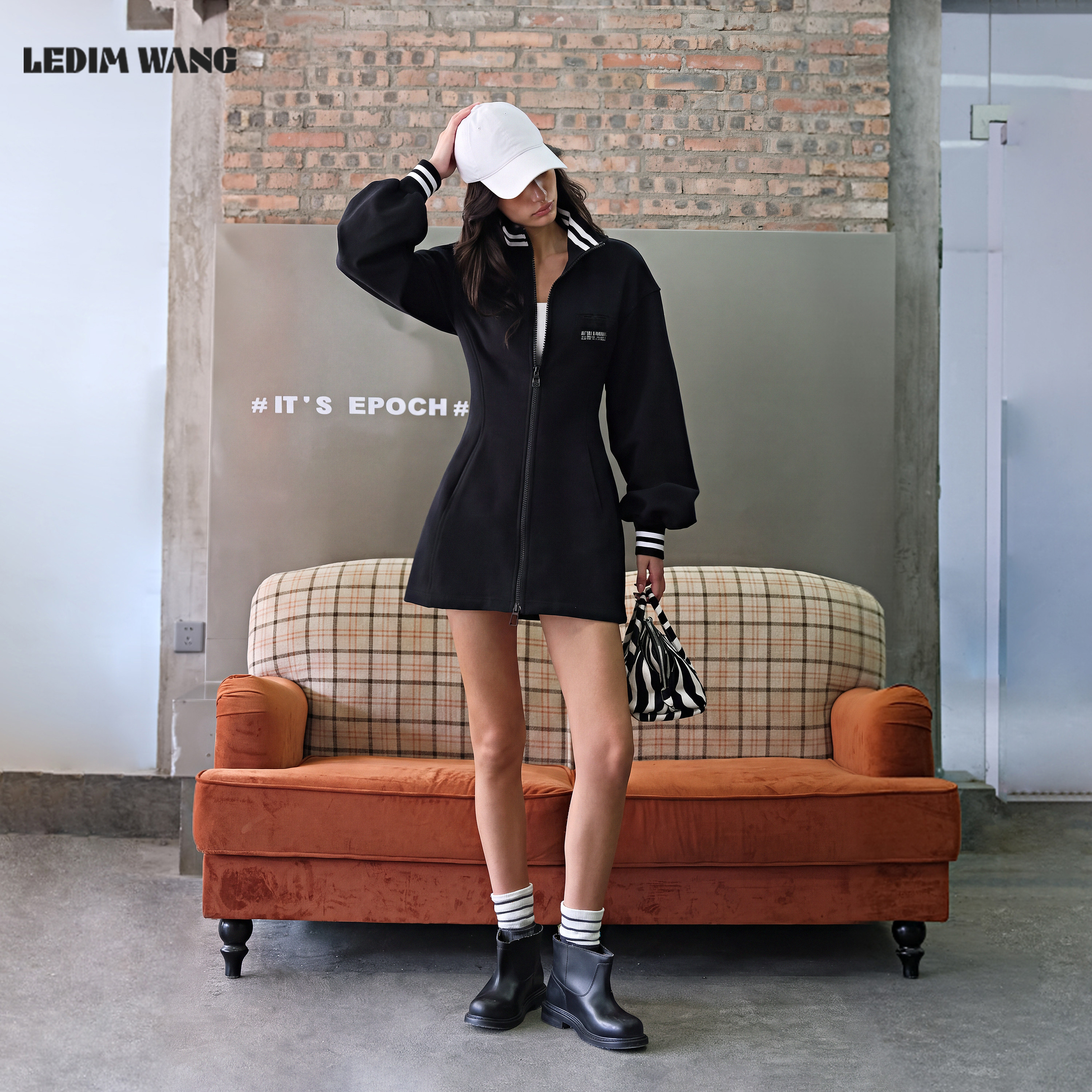 LEDIMWANG美式复古连衣裙女黑色图片
