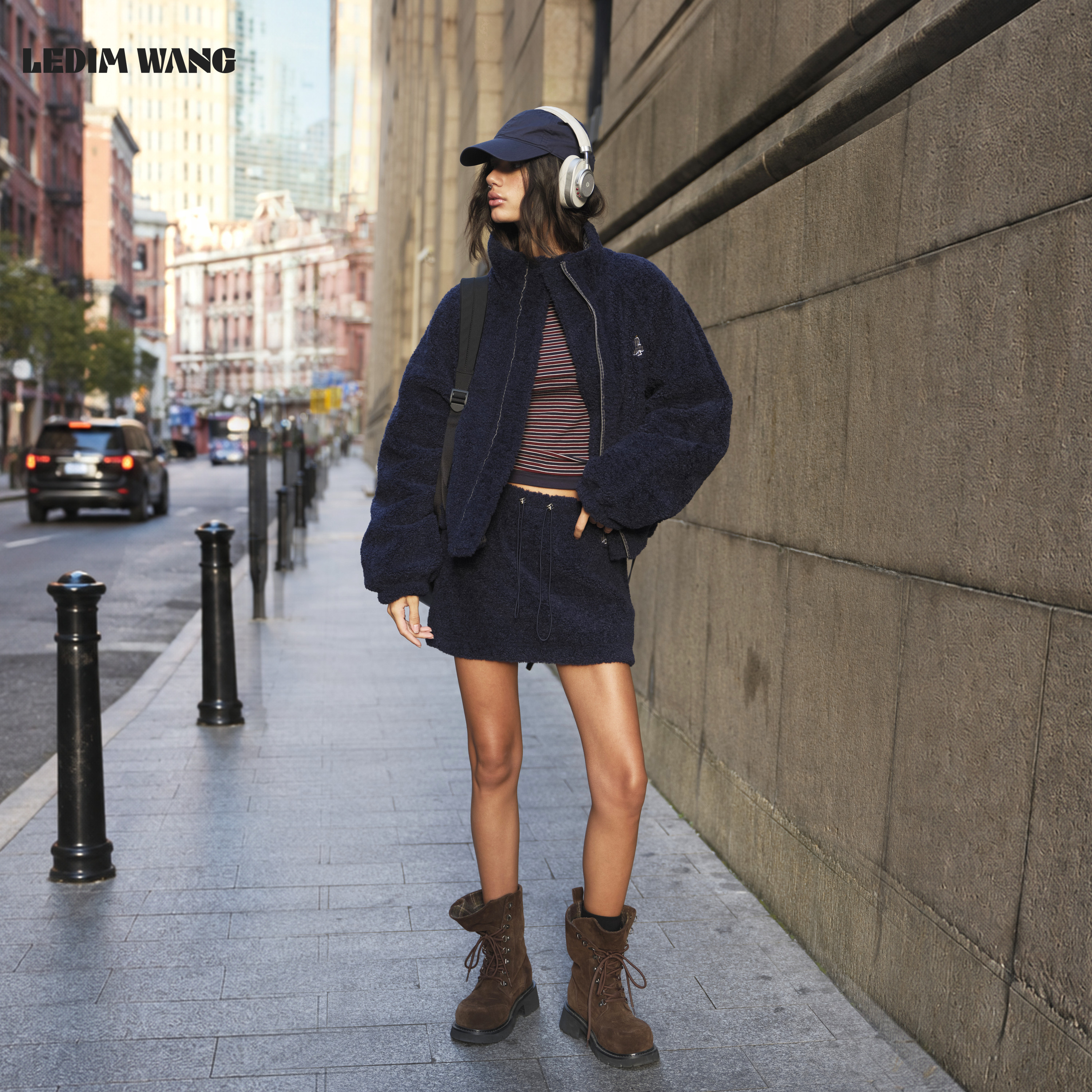 LEDIM WANG双面穿摇粒绒时尚套装女款棉服半身裙两件套26秋冬新款
