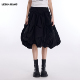 新款 LEDIM WANG立体褶皱黑色半身裙女2026春季 A字不规则中长裙