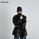 LEDIM 宽松夹克黑色驼绒棉服 WANG小羊皮外套皮衣女25秋冬新款