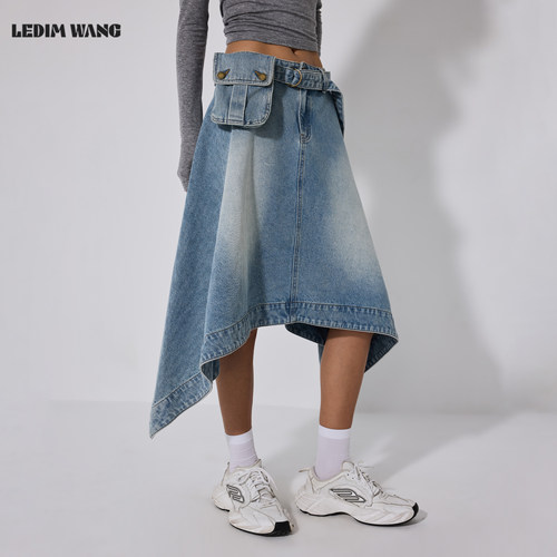 LEDIMWANG美式不规则半身裙女