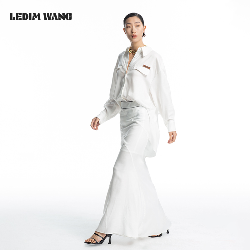 长袖白色衬衫LEDIMWANG夏季宽松