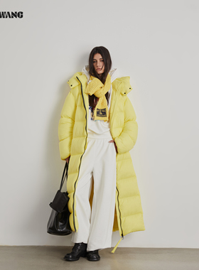 LEDIM WANG白标/泡芙鹅绒长款羽绒服女25秋冬洛梨黄保暖百搭外套