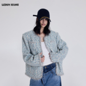 时尚 LEDIM 高级轻奢感 修身 长袖 WANG小香风外套女蓝色2026春季 新款