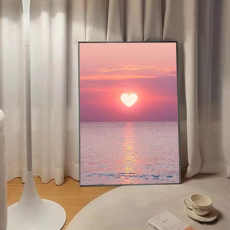 治愈装饰画海洋粉色客厅壁画背景新款欧式简约现代房间卧室挂画