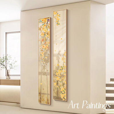 花卉简约客厅窄长条挂画