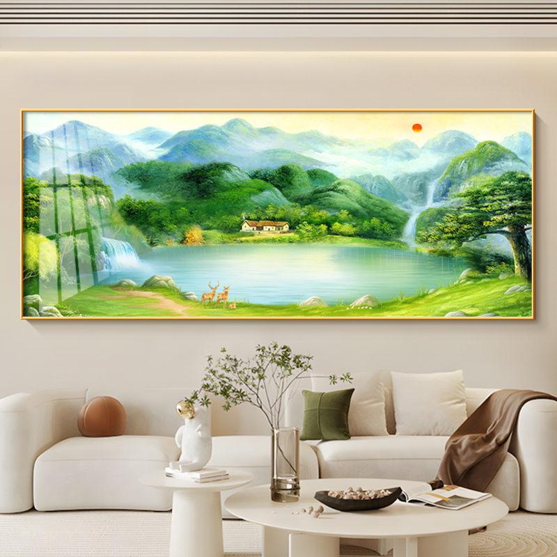 聚宝盆山水画新中式国画山水风景中堂挂画2025新款旭日东升装饰画