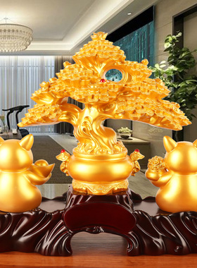 发财树大号招财猫摆件开业店铺前台办公室家居客厅乔迁开业送礼品