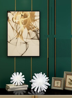 厂家厂家现代简约水晶矿石花球石膏条书压摆件样板间电视柜书房家