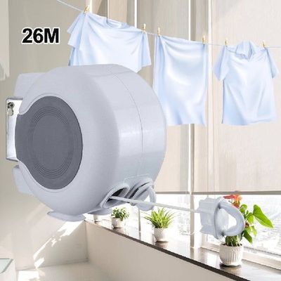 好货26M RETRACTABLE CLOTHES OUTDOOR REEL WASHING LINE DOUBLE
