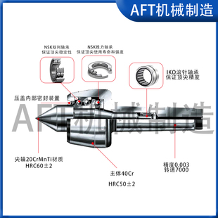 极速高速精密回转顶针莫氏MT3 防震刀进口轴承尾座顶针合金