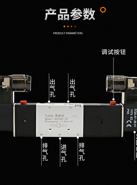 新品电磁阀组双线圈4v230c-08气动组合气阀4V230-08双头24v电磁控