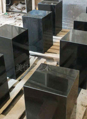 天然纯黑大理石雕塑摆件底座装饰品展台家居样板房酒店艺术品摆台