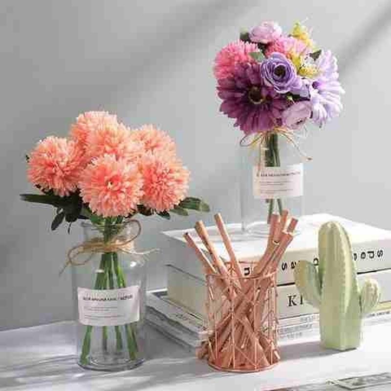 2021仿m真假花花束床头柜摆设干花花瓶北欧玻璃瓶摆件客厅卧室创