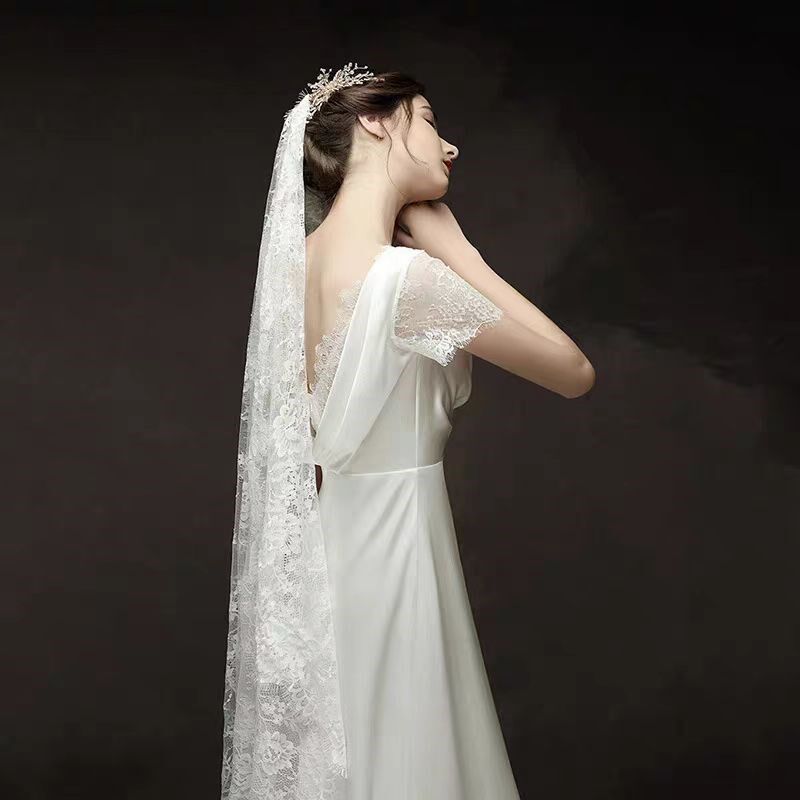 轻婚纱小礼服法式缎面出门纱韩式领证登记晚旅拍迎宾晚小白裙简约