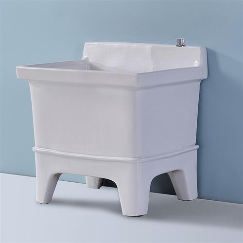 拖把池阳台大号陶瓷洗拖布池墩布池家用化妆室方形自动下水器 50