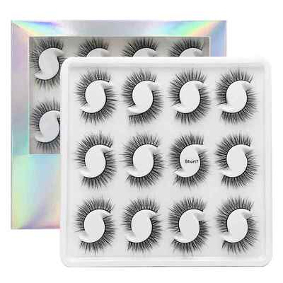 12 Pairs Natural Handmade3D False Eyelashes short Lashes