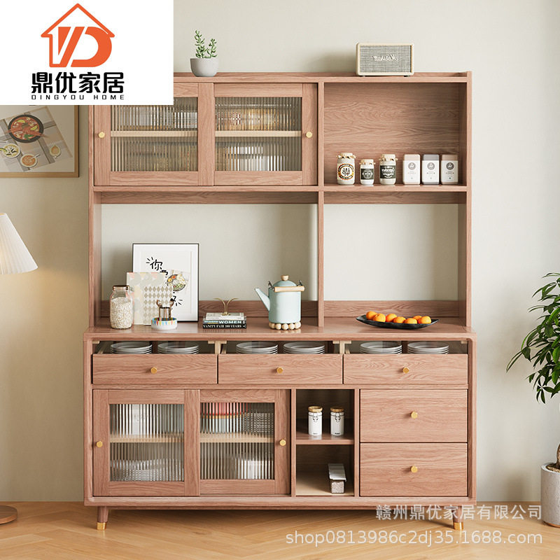白蜡木实木餐边柜厨房收纳碗柜现代简约置物架餐厅原木储物柜
