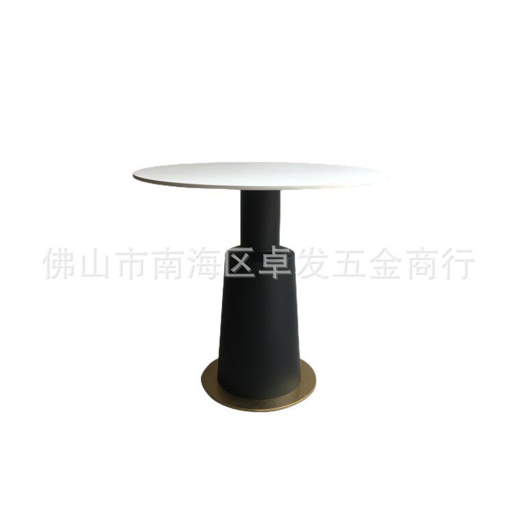 现代简约洽谈桌小户型圆形钢木结构商用会议桌接待室会客桌